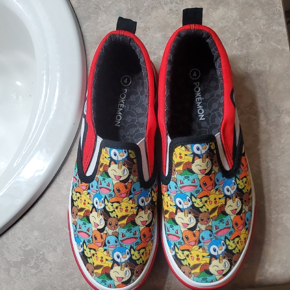 Pokemon Red and Yellow Slip-On Sneakers Vibrant Design